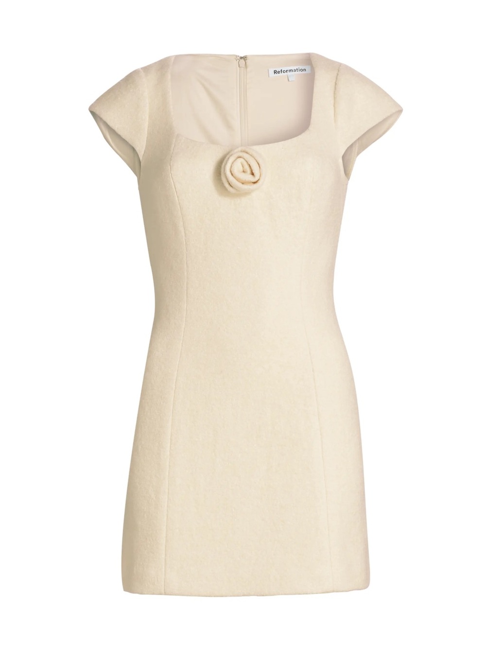 Reformation Zada 3D Rose Minidress. Ivory